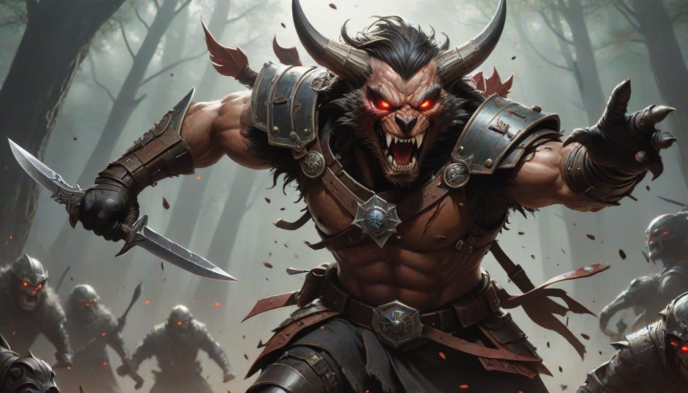 Cyberpunk Warrior Unleashes Fury with Hellish Companion