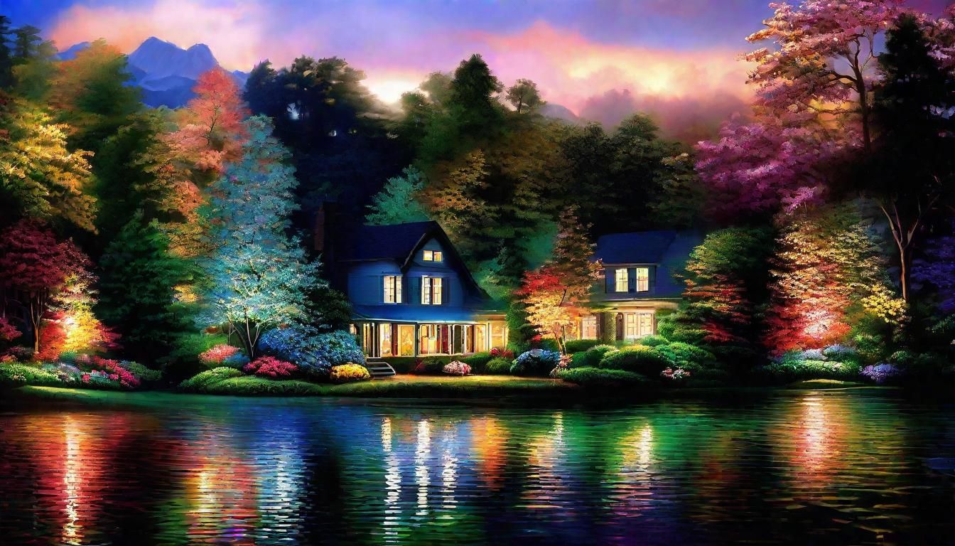 Radiant Garden Paradise in Kinkade Style