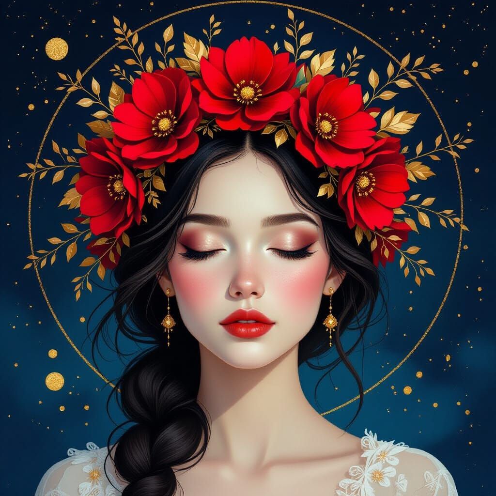 Ethereal Female Portrait with Floral Crown