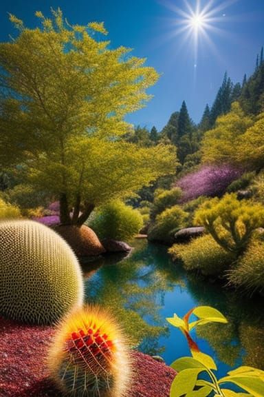 Blooming Cactus in Mycelium Network, Fashion Magazine Art