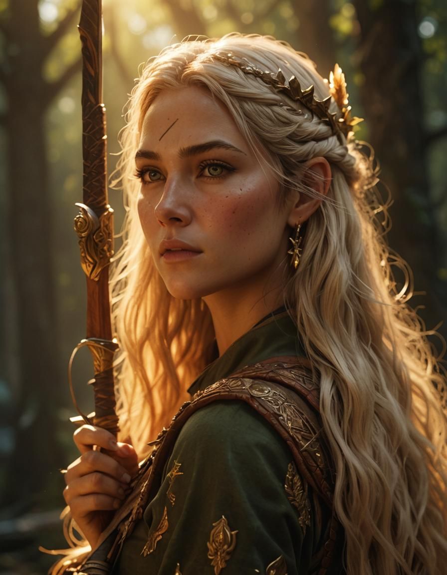 Detailed Female Archer in RPG Style, Hyperrealistic