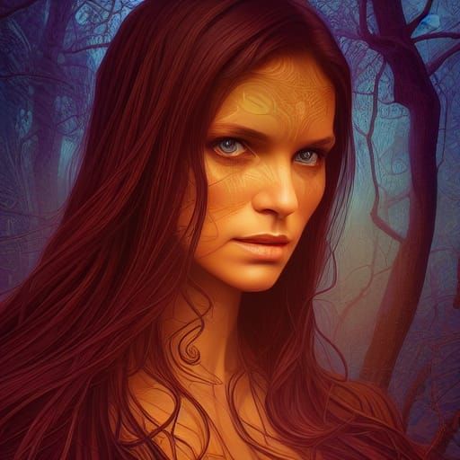 Beautiful Changeling Woman with Volumetric Lighting