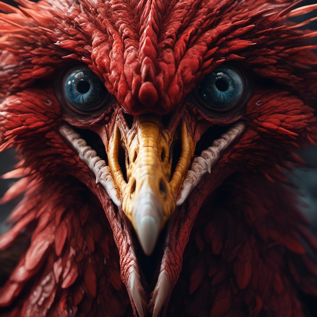 Menacing Red Terror Bird Portrait