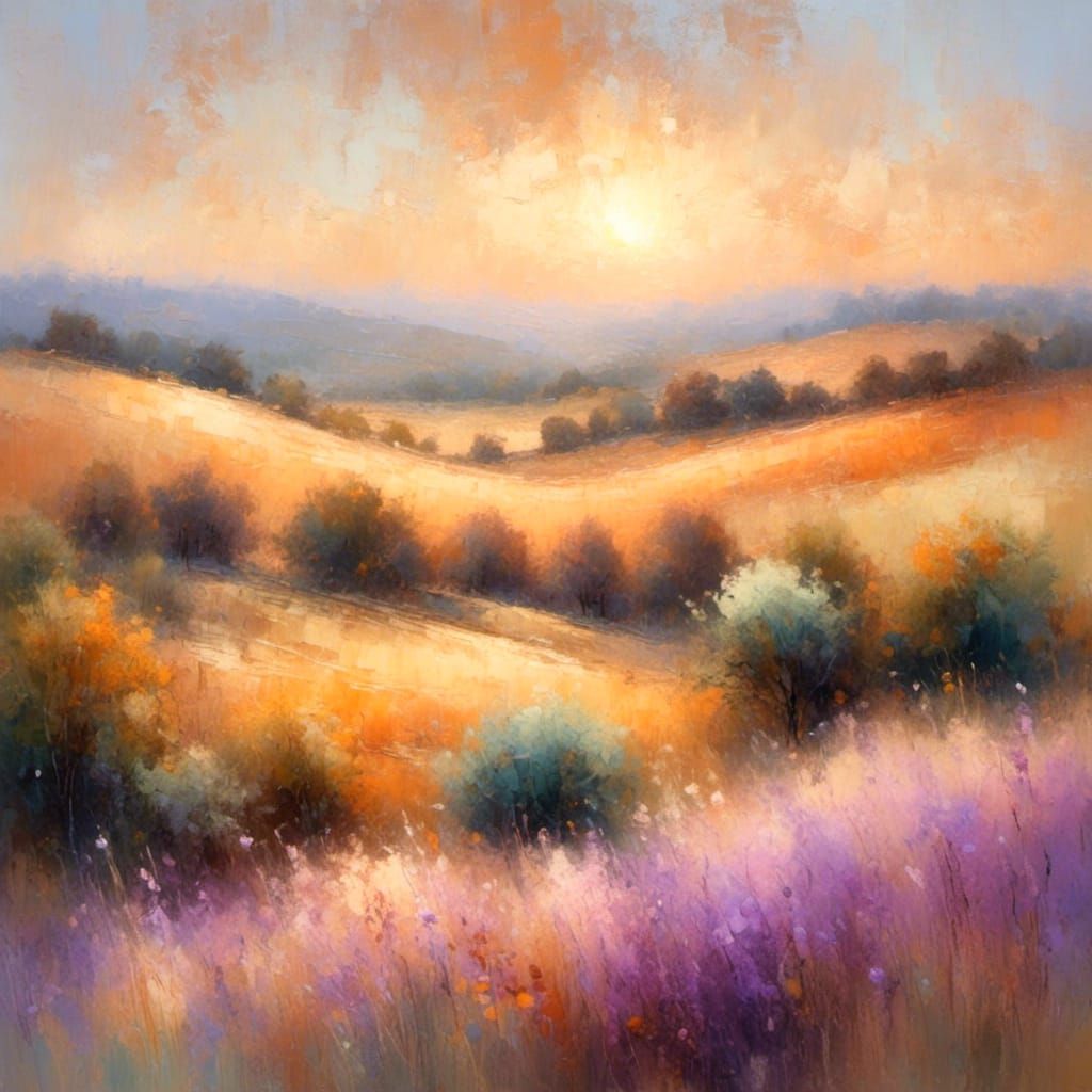 Tuscan Landscape in Impressionist Style