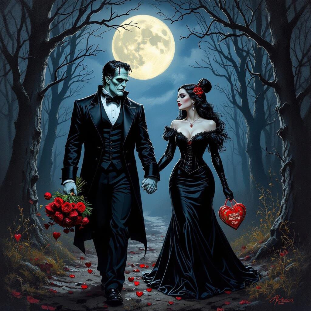Frankenstein & Vampire Love in Spooky Woods