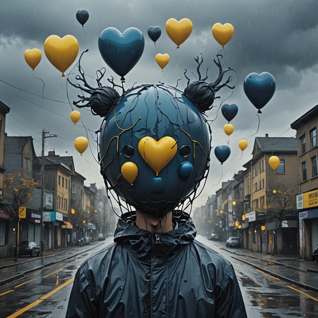 Eerie Surreal Cityscape with Abstract Animal Shapes