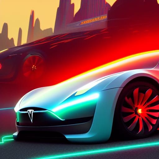 Tesla Jet Police Car in Detailed Matte Painting