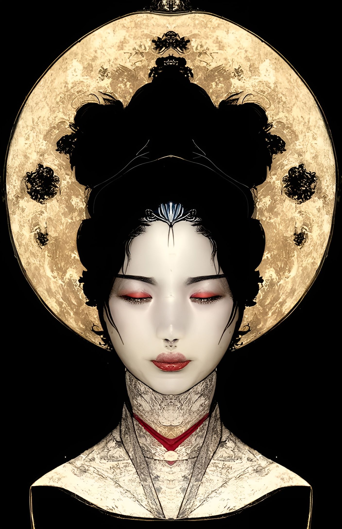 Geisha Portrait in Front of the Moon