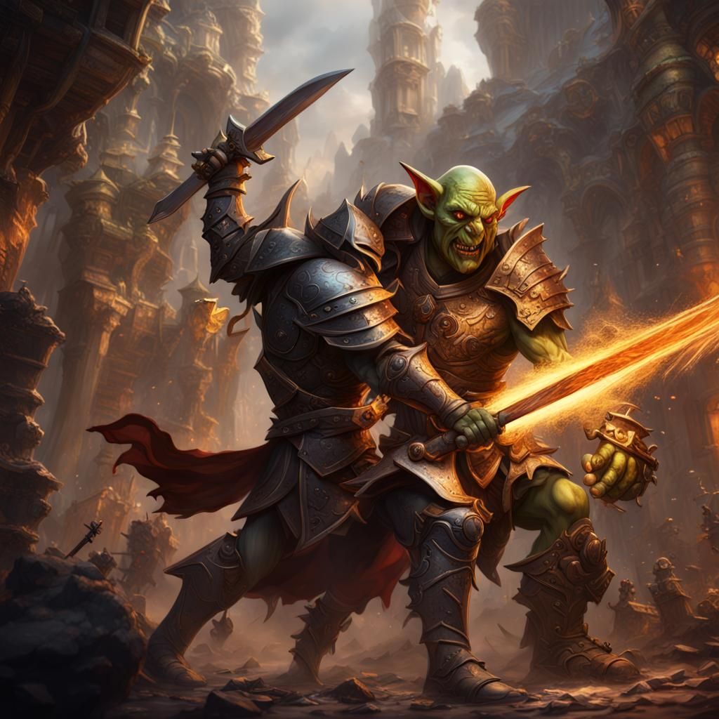 Paladin vs Goblin Warrior: Fantasy Concept Art