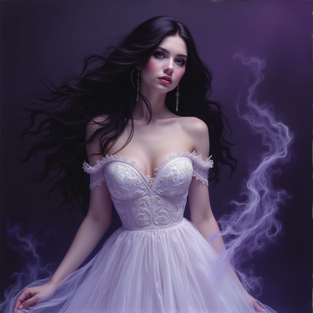 Mysterious Sultry Woman in Dark Fantasy Realism
