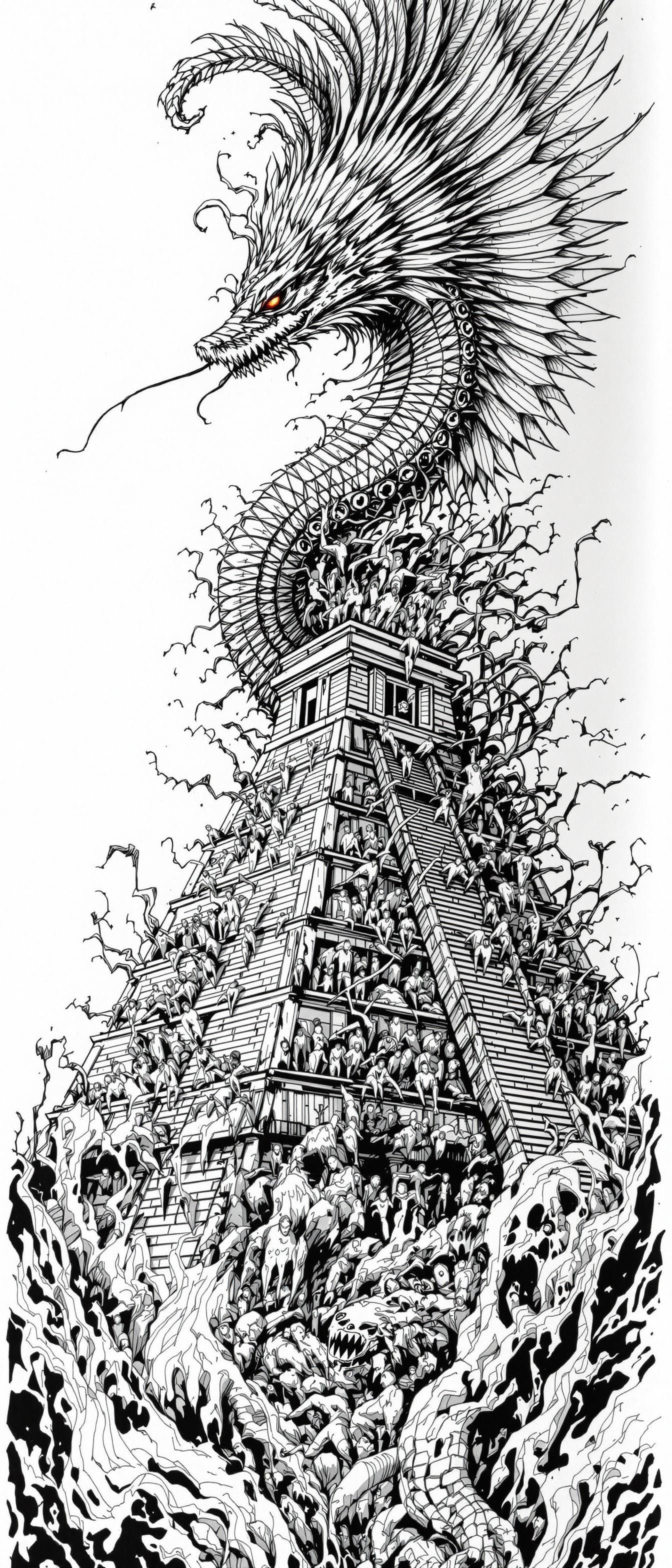 Majestic Quetzalcoatl Rising Above Aztec Pyramid