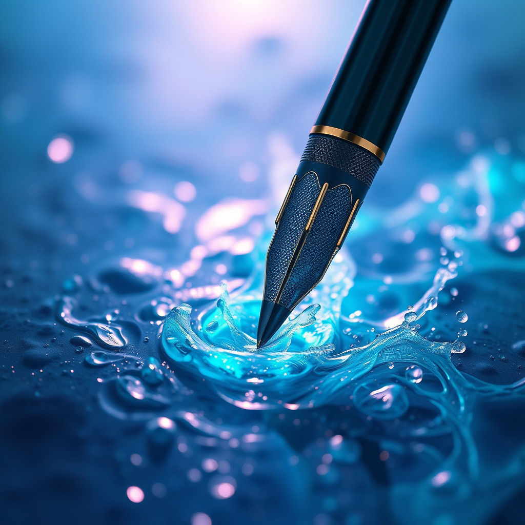 Beautiful Aqua Pen in Detailed Matte Painting Style