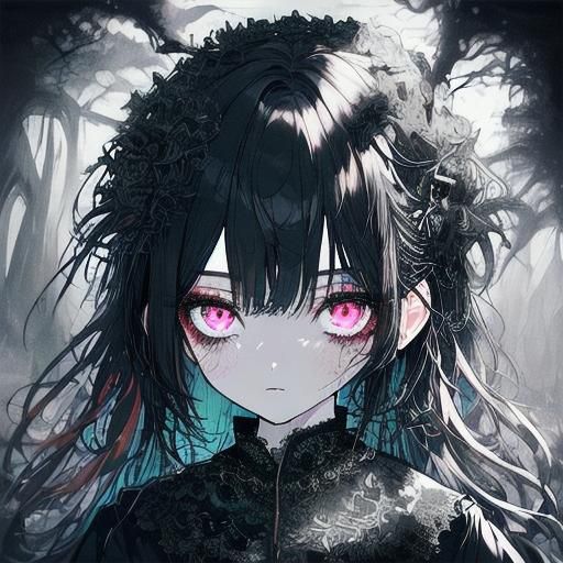 Ethereal Gothic Lolita Portrait in Dark Fantasy Style