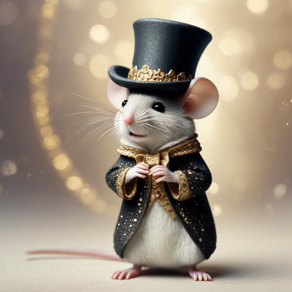 Whimsical Mouse in Top Hat, Fantasy Concept Art