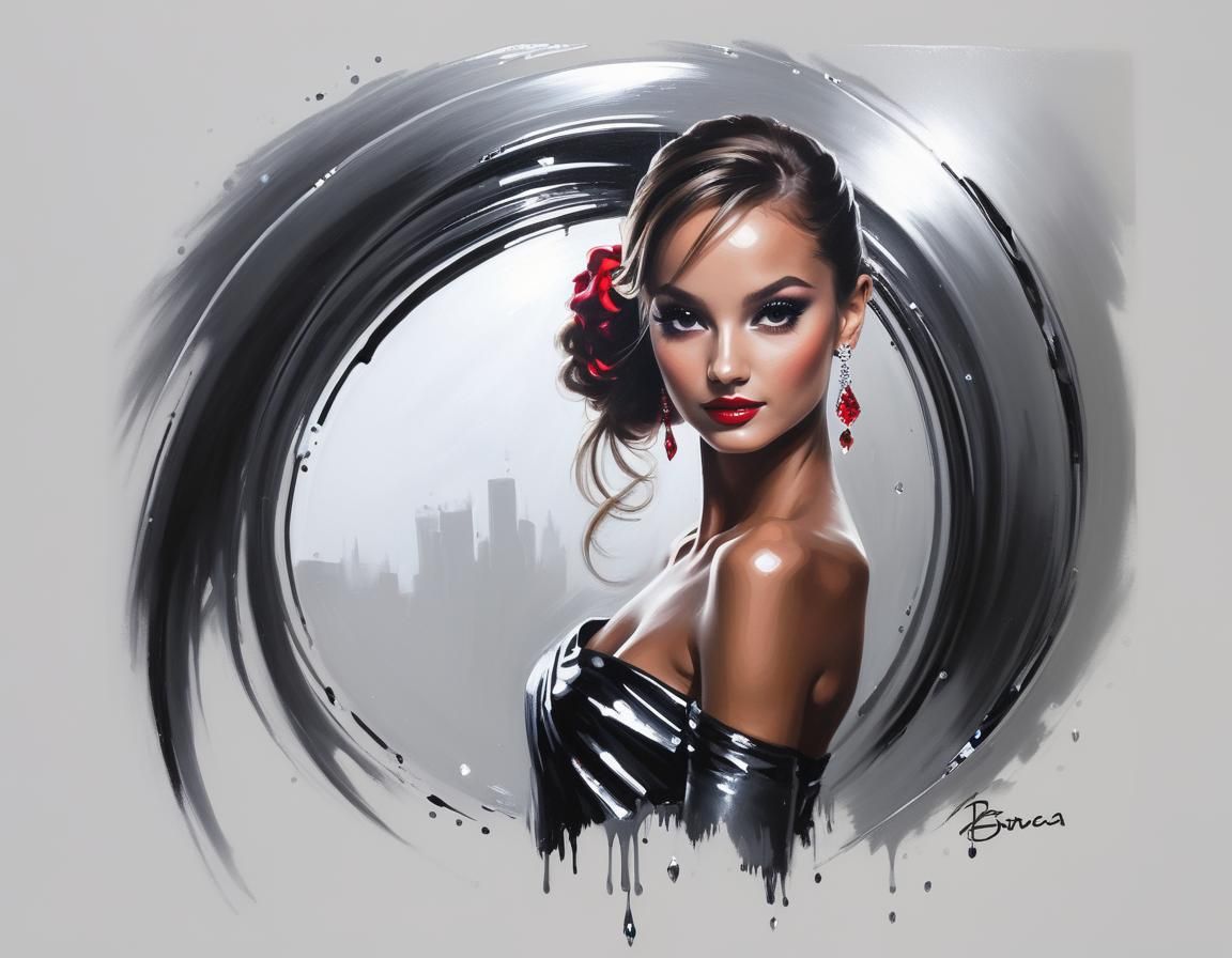 Glassy Screen Painting in Pointillist Style