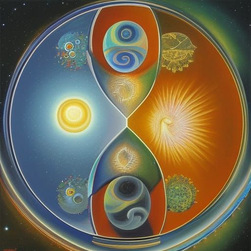 Cosmic Yin and Yang Oil Painting