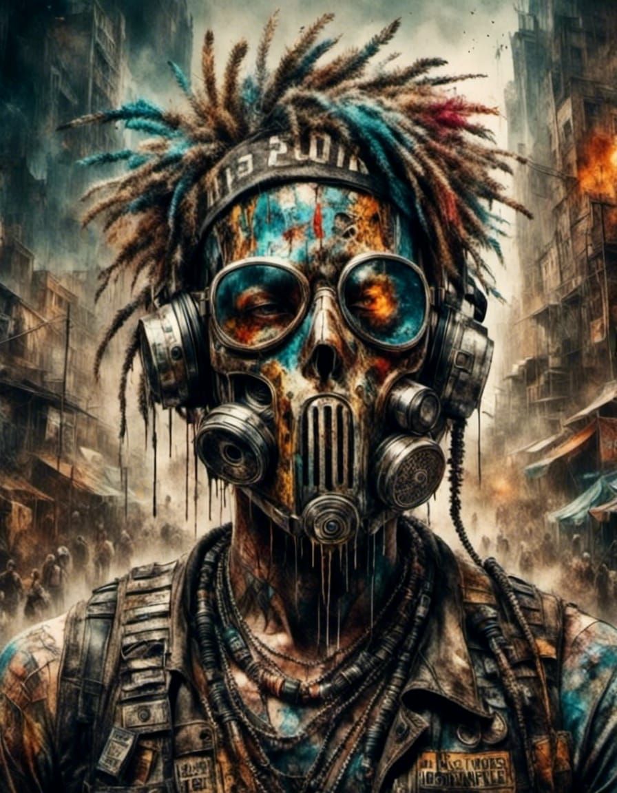 Vicious Portrait in Trashpunk Macabre Style