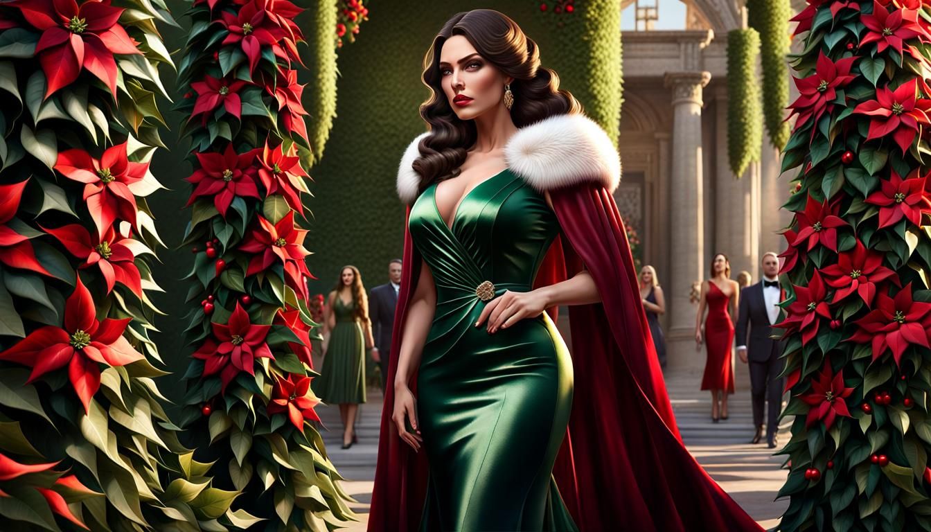 Festive Woman Portrait in Hyperrealism Style