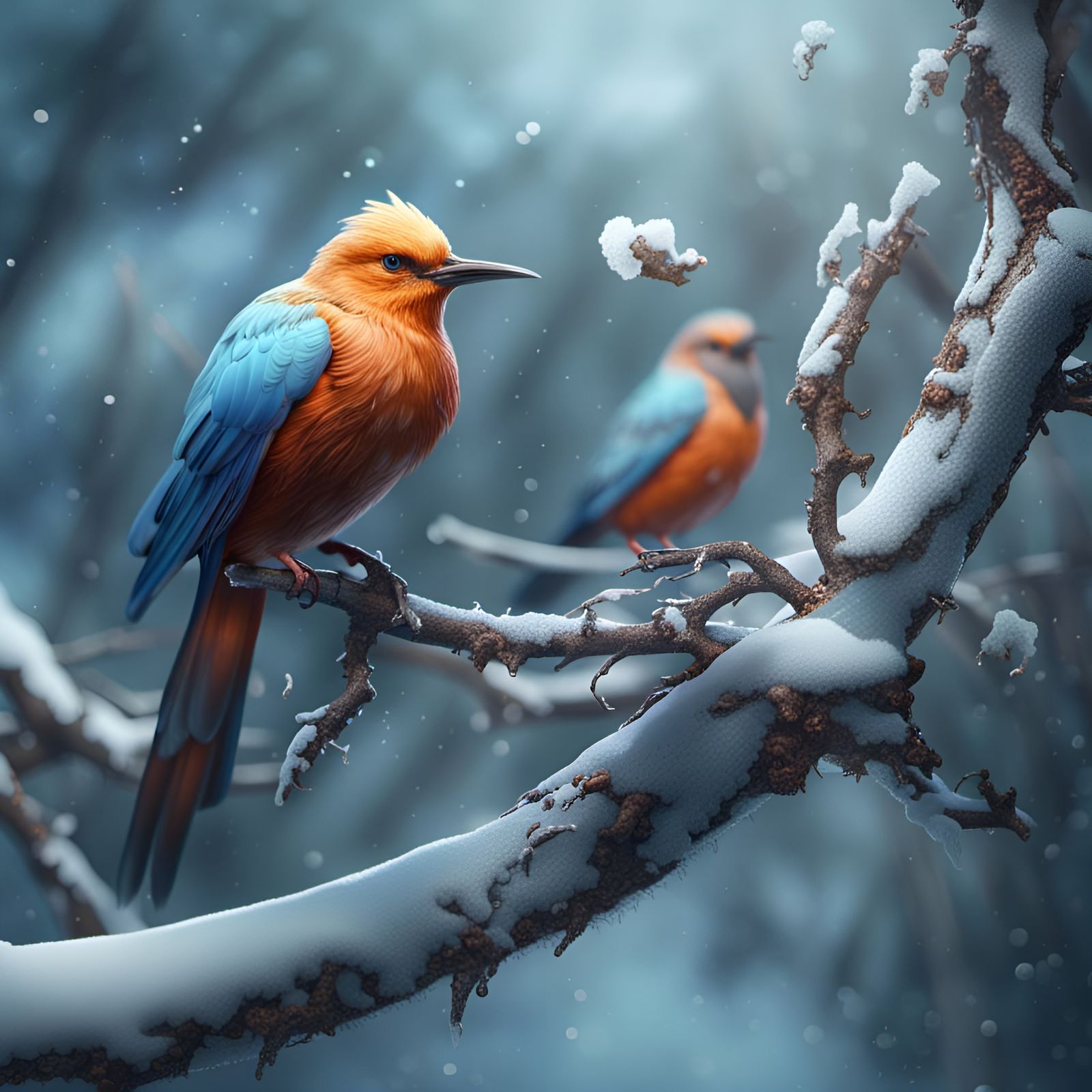 Realistic Ice Bird Portrait in Fantasy Concept Art