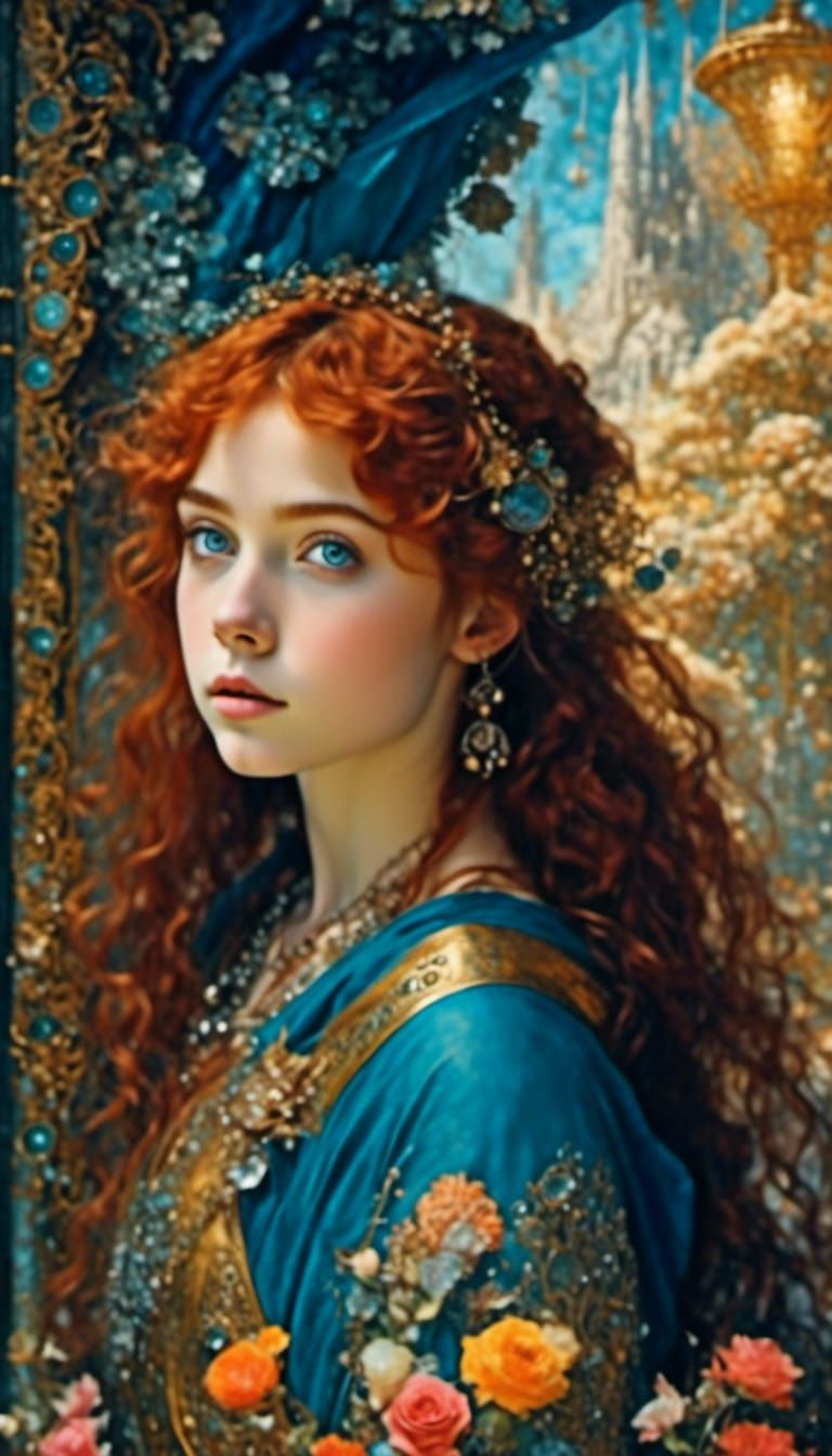 Detailed Portrait in Blue Heaven, Vivid Color Reflections