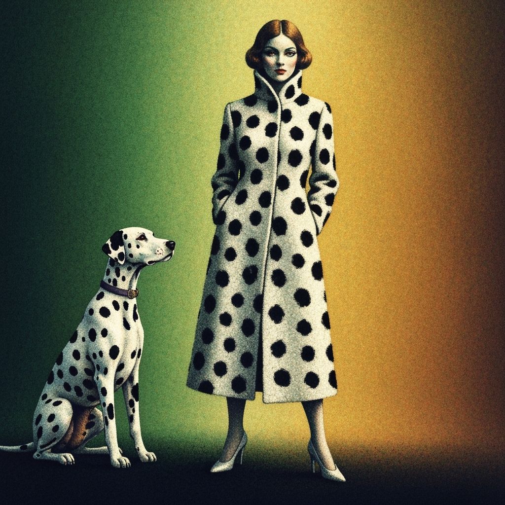 Pointillist Woman and Dalmatian in Gradient Background