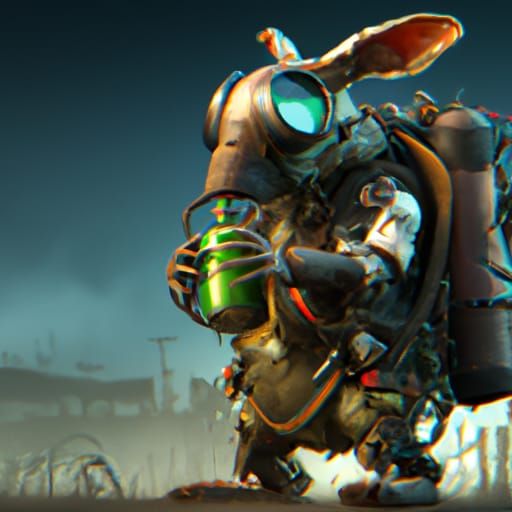 Rabbit in Gas Mask: Dark Fantasy Concept Art
