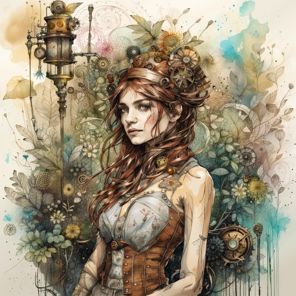 Steampunk Garden in Carne Griffiths Style