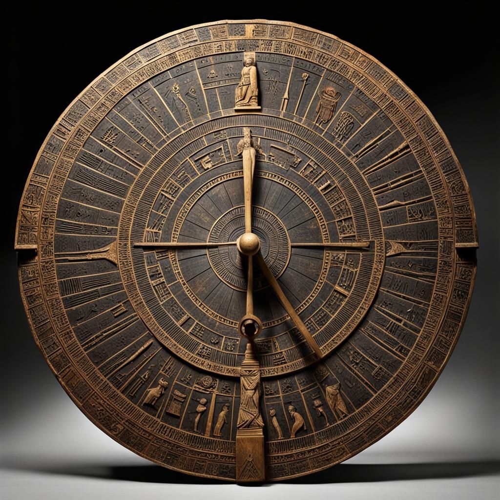 An intricately carved Ancient Egyptian sundial, crafted with...