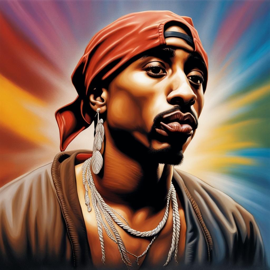 Tupac at Woodstock in Hyperrealistic Splash Art
