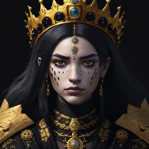 Royal Jaguar Portrait with Crown, Fantasy Art