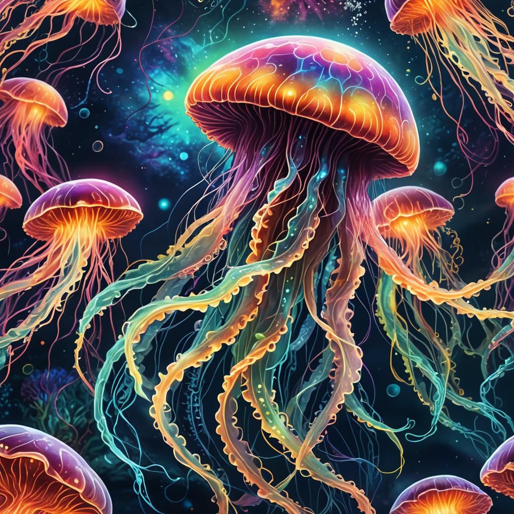 Majestic Sea Creature in Cosmic Ocean