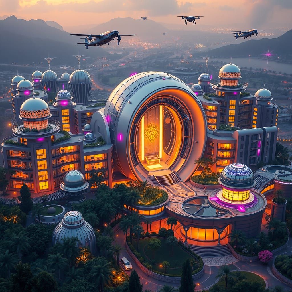 Sleek Futuristic Housing Complex with Innovative Domes and S...