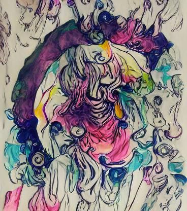 Minimalist Watercolour Ink Drawing of a Beautiful Face