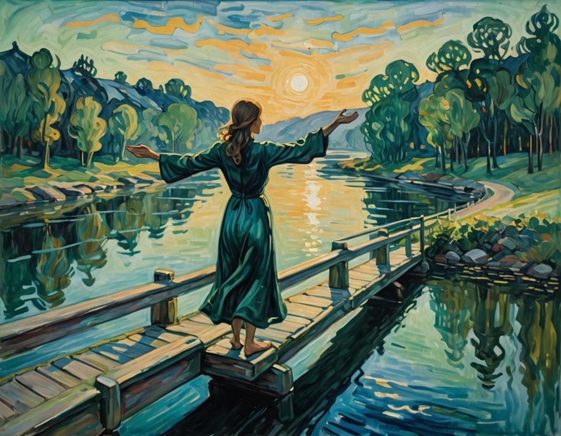 Dawn Serenity: An Impressionist Painting in Munch Style