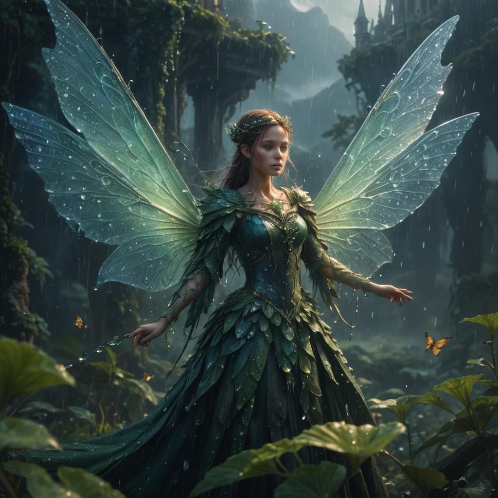 Fairy Wings with Dew: Digital Matte Painting