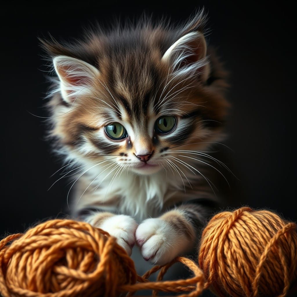 Cute Kitten in Hyperrealistic, High-Contrast Composition