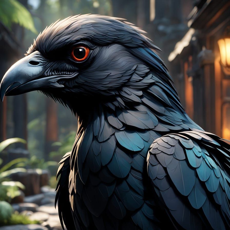 Surrealistic Tapestry of a Raven Entangled in Luminous Silk....