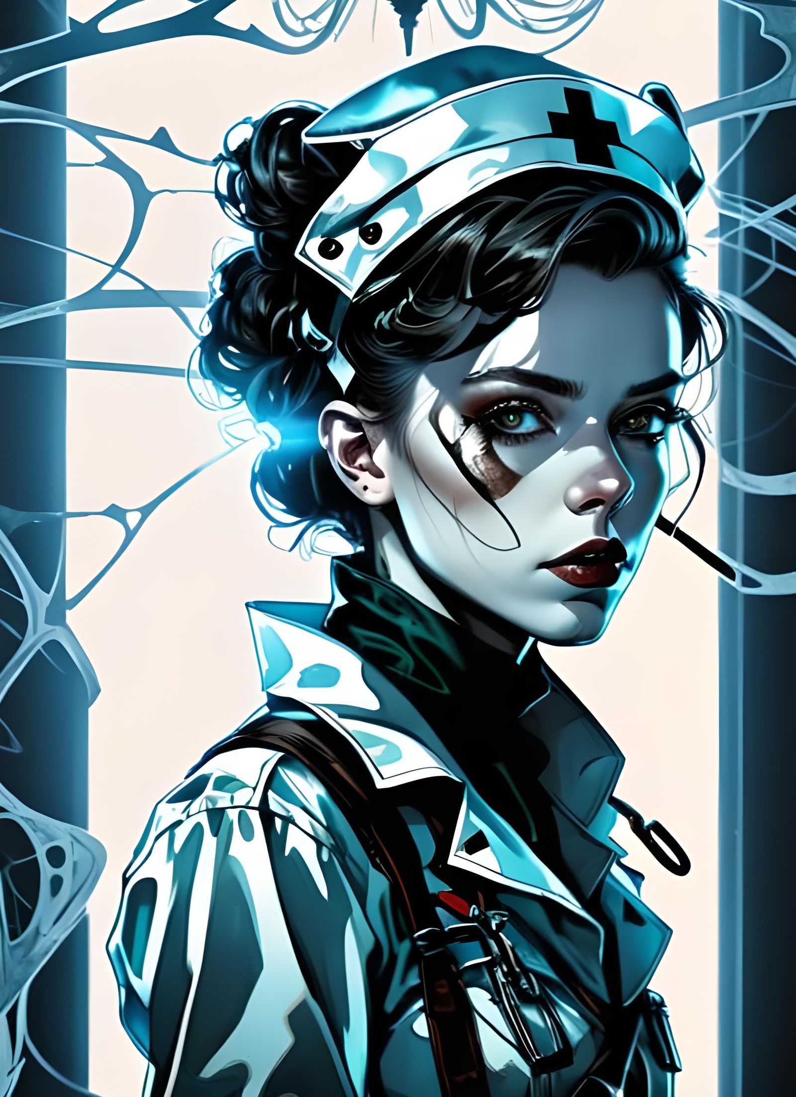 Wasteland Nurse Portrait in Expressionist Style