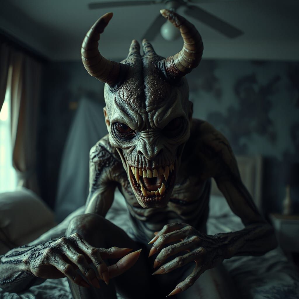 Terrifying Pharaoh Demon in Gothic Horror Style