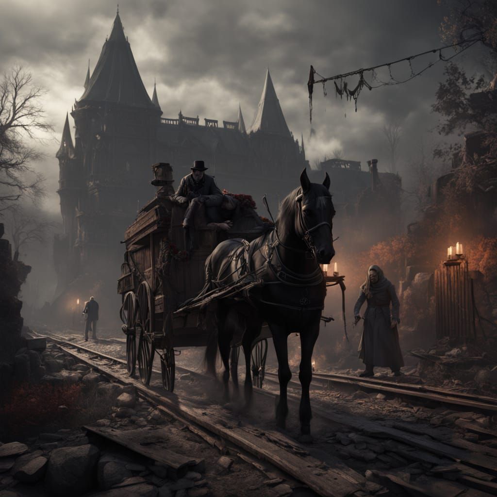 Fantasy Scene: Magician Tends to Injured Men Amidst Rushing ...