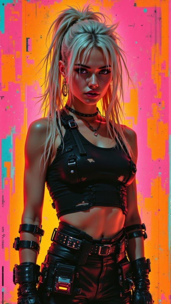 Dreamlike Cyberpunk Goddess Unleashes Her Fierce Soul