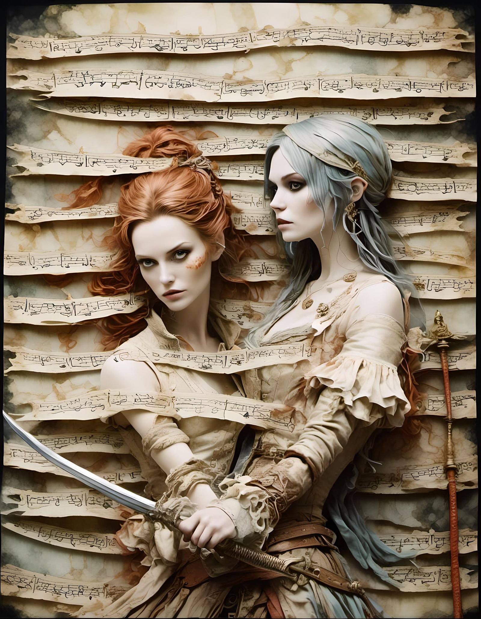 graphic novel splash art <lora:Spectral:1.0> Pirate sword fi...