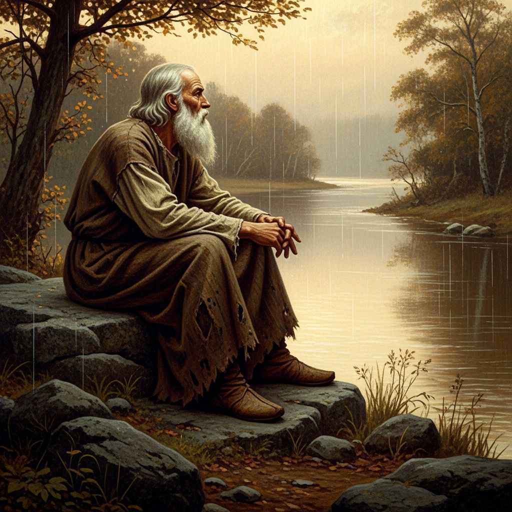 Contemplative Elder by a Serene River