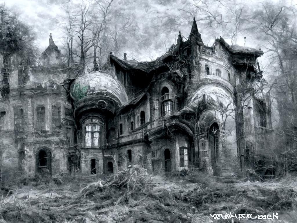 Eerie Abandoned Palace in Poland: Digital Painting