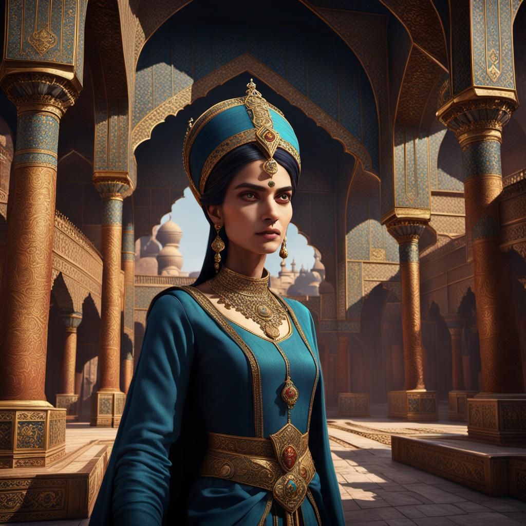 Persian Empire Queen: Detailed Matte Painting
