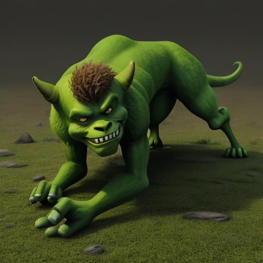 Demonic Shrek Walking Backwards on All Fours