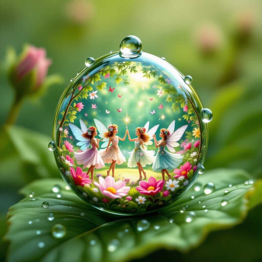 Fairies' Grand Ball Inside a Dewdrop
