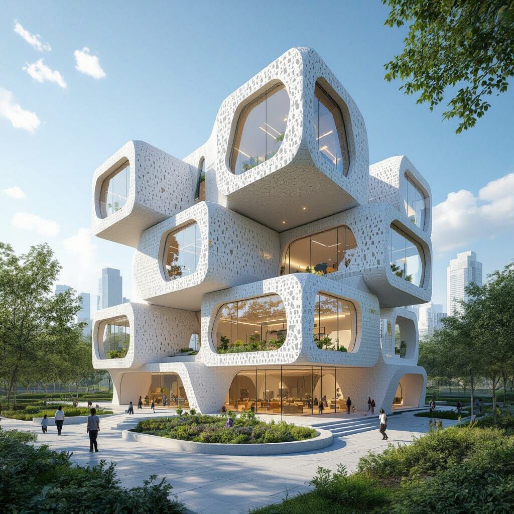 Organic 3D Waved School Design with Modern Architecture
