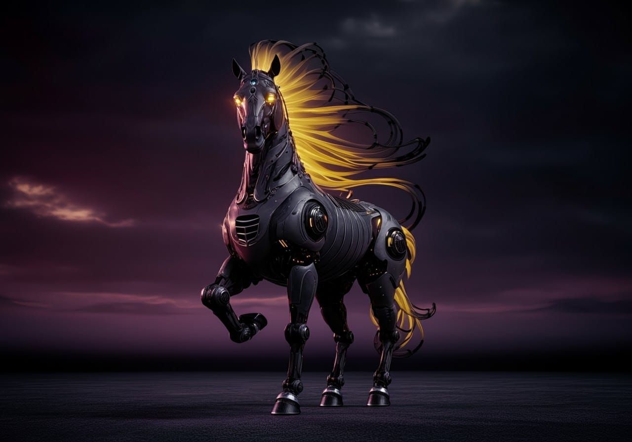 Mechanical Horse: Sci-Fi Art Nouveau in 3D