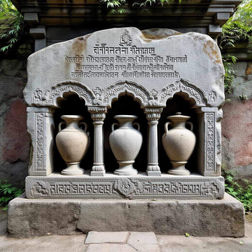 Sacred Stone Memorial with Three Sage Urns